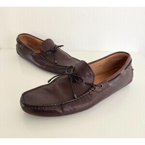 Tod's Driving Loafer Brown Pebbled Leather Comfort Slip On Minimalist Men's 12